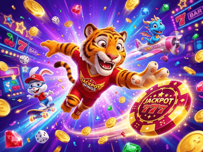 A luxury online casino and slot machine scene